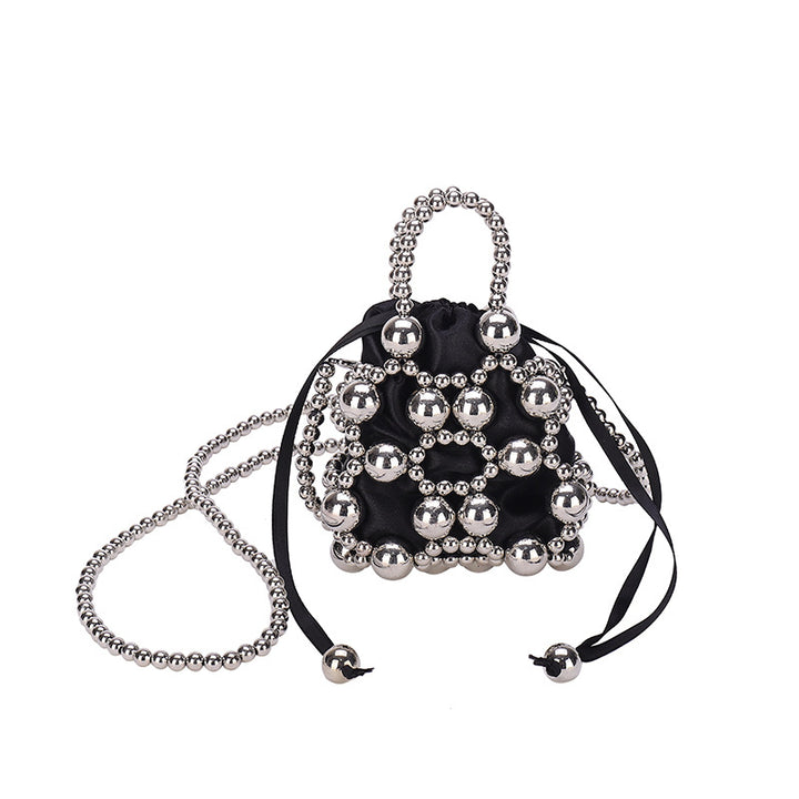 Dekorative perlenbesetzte Mini-Zugbeutel-Handtasche