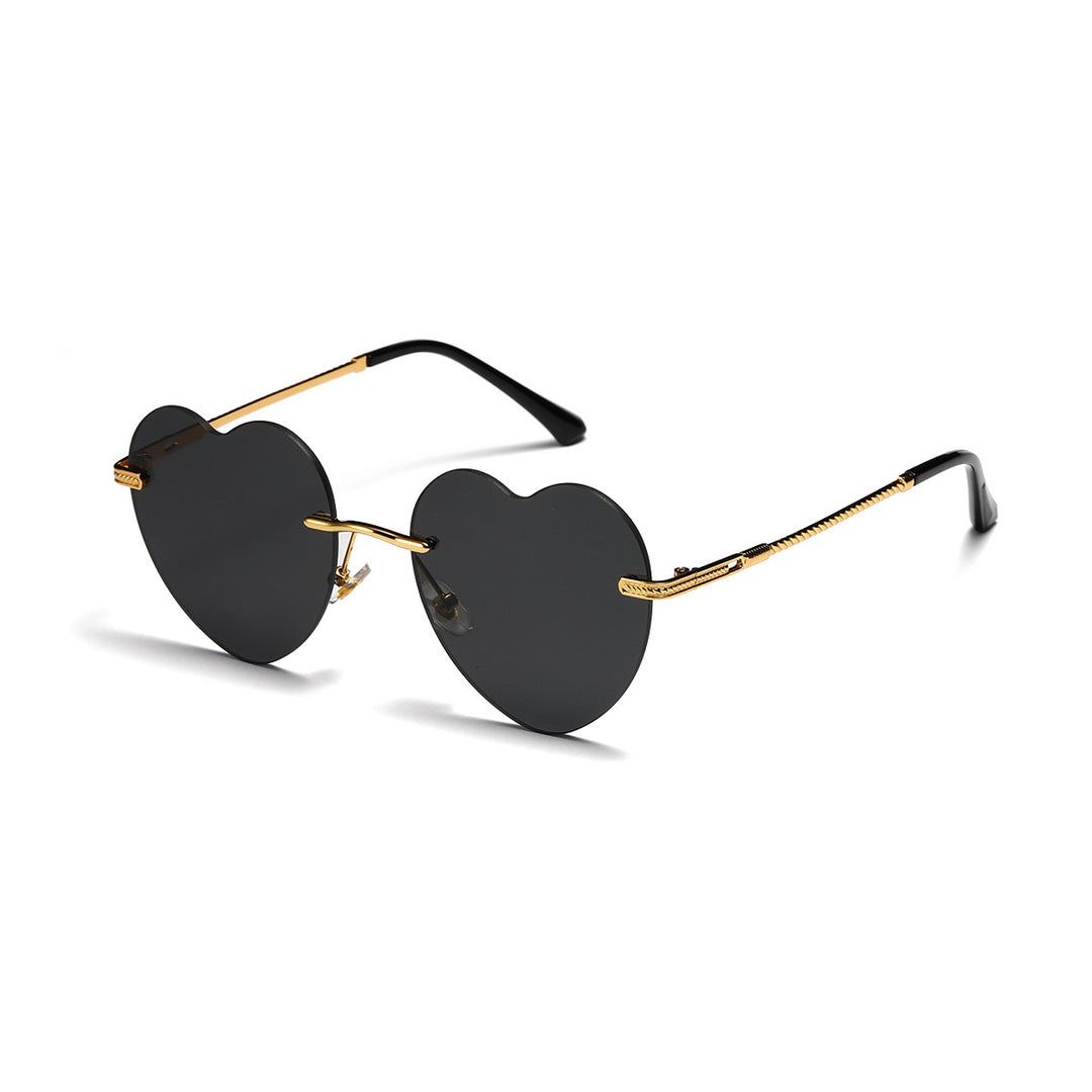 Damen trendige Herz-Sonnenbrille mit verspiegelten Gläsern Karnz