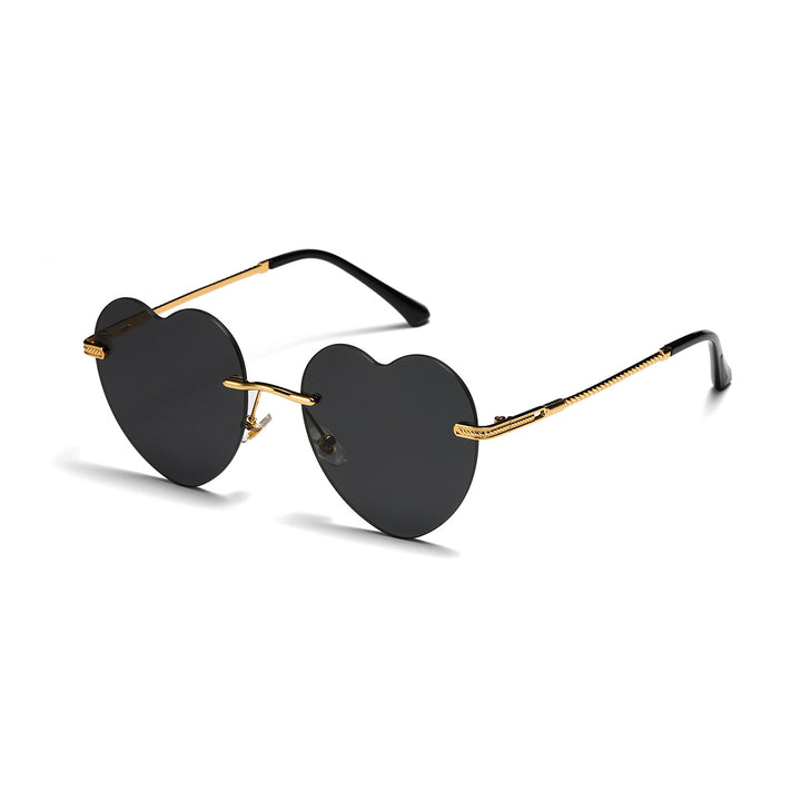 Damen trendige Herz-Sonnenbrille mit verspiegelten Gläsern Karnz