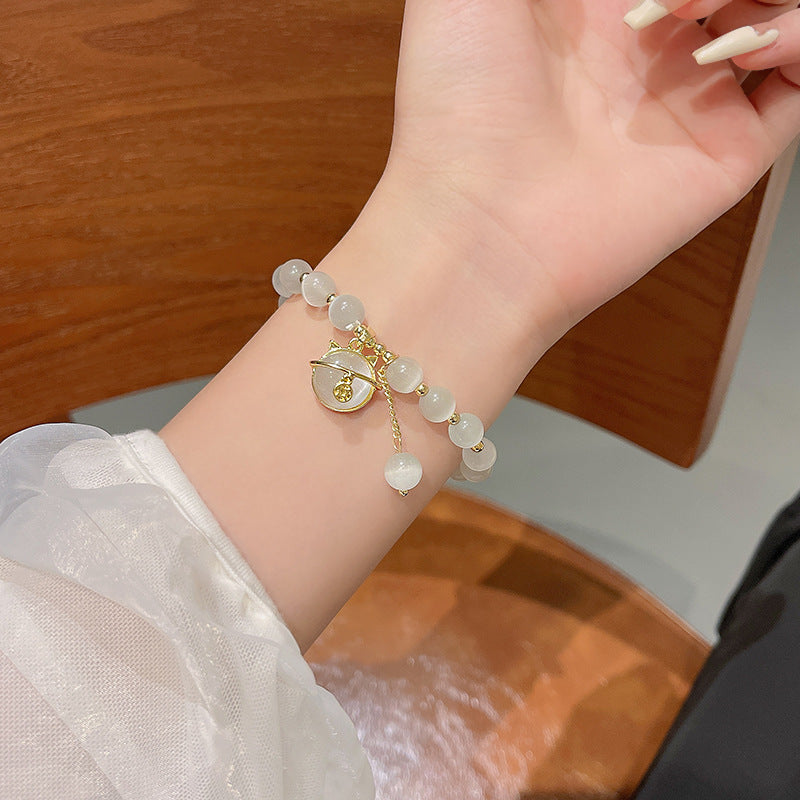 Charm Perlenarmband mit Katzenanhänger Karnz