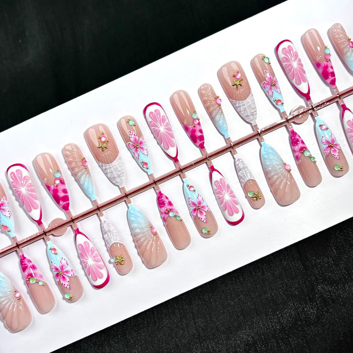 Elegante Polka Dot und Spitzen Press-On Nagel Set