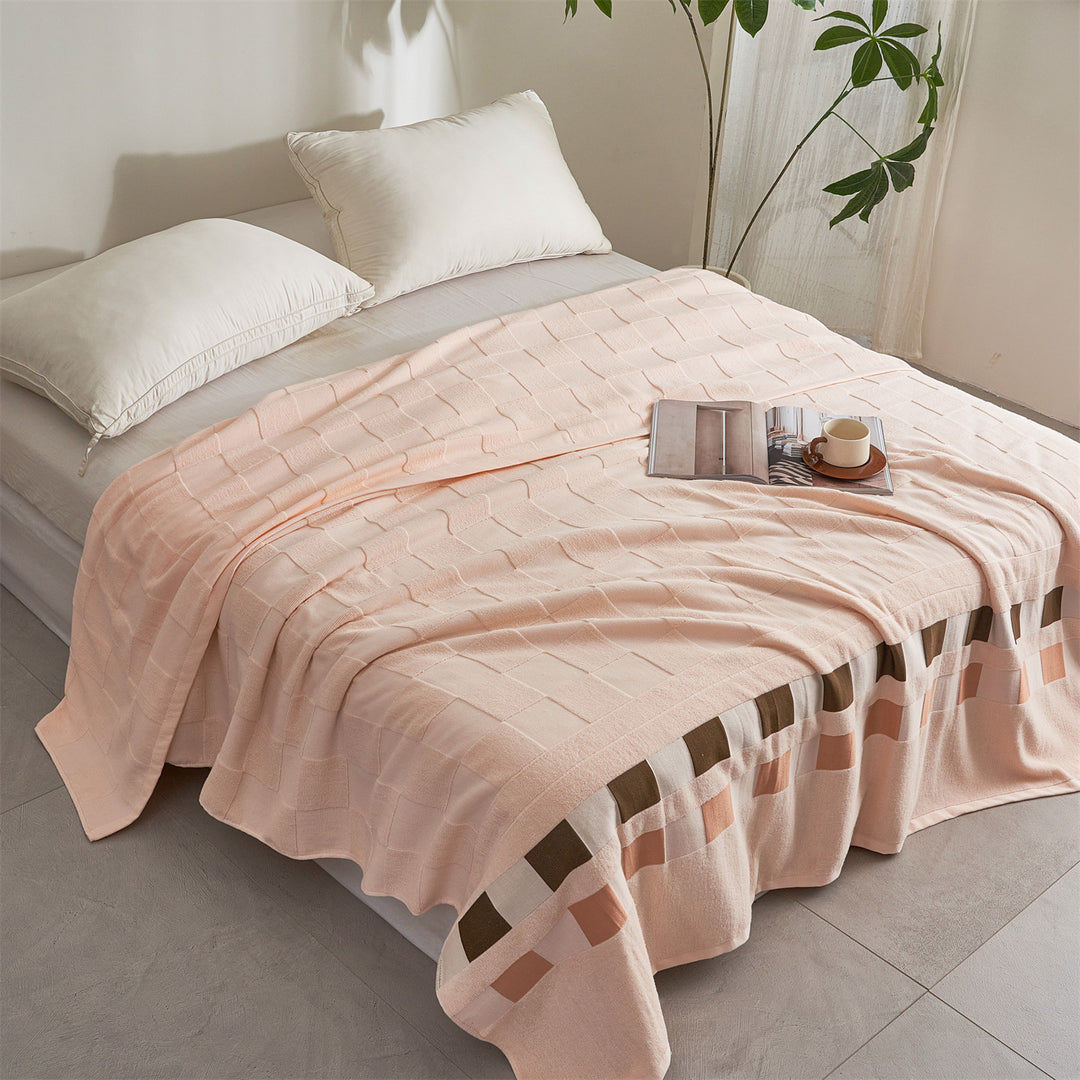 Oversized Texturiertes Baumwoll-Wurfdecke