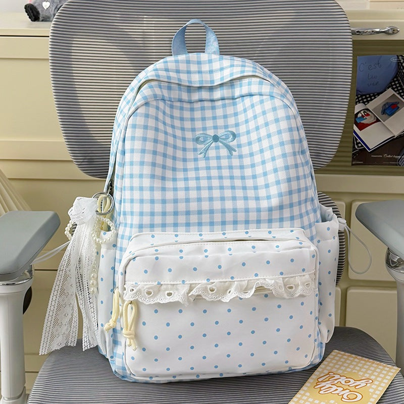 Verspielter Gingham- und Pünktchen-Rucksack Karnz