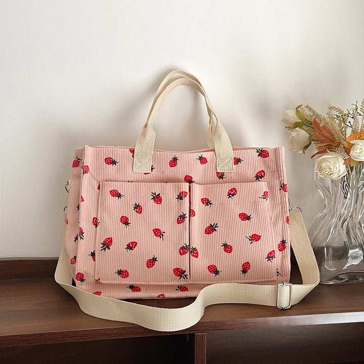WoStylish Multi-Taschen Erdbeerprint Canvas Tragetasche Karnz