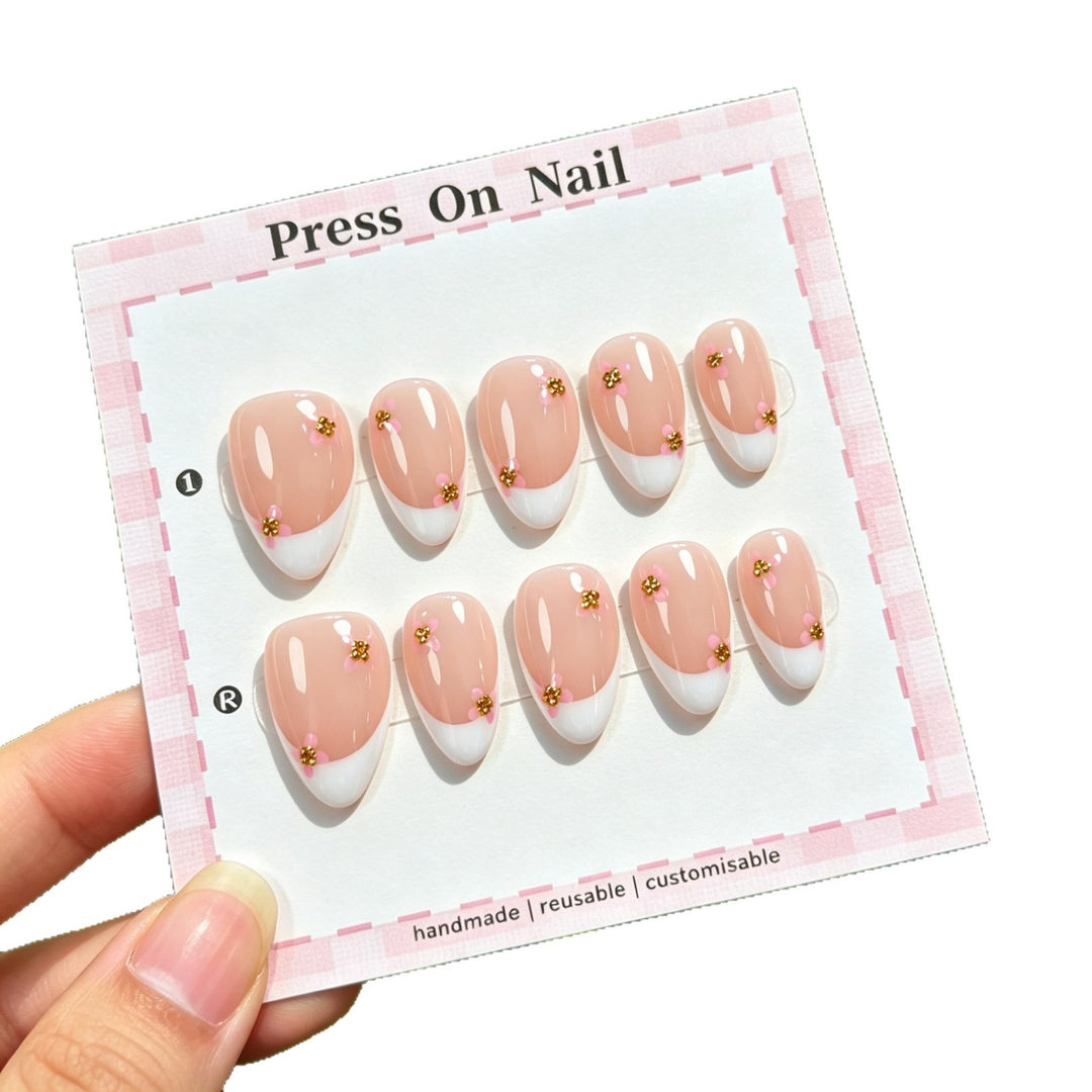 Handgemachte Floral Press-On Nagelkunst Kollektion
