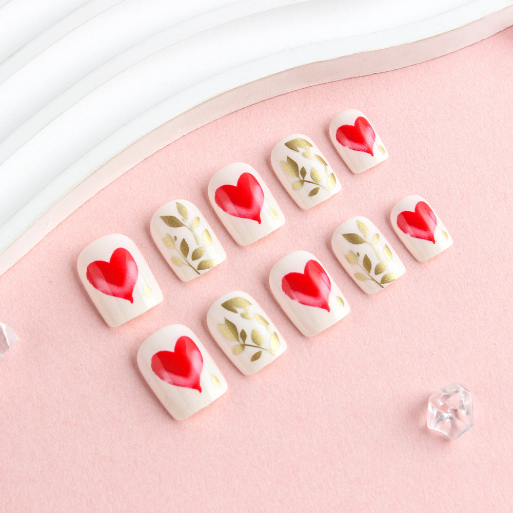 Romantisches Herz-Design Press-On Nail Art Set Karnz