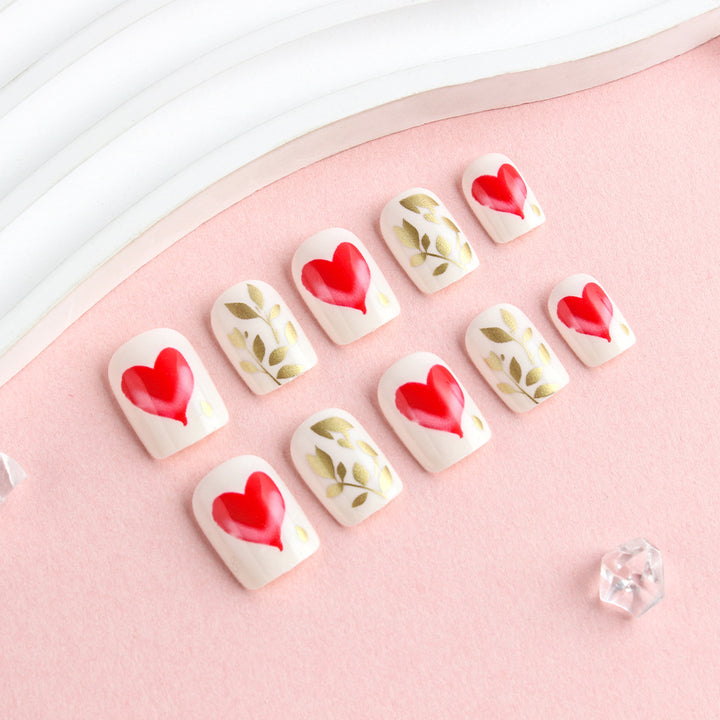 Romantisches Herz-Design Press-On Nail Art Set Karnz