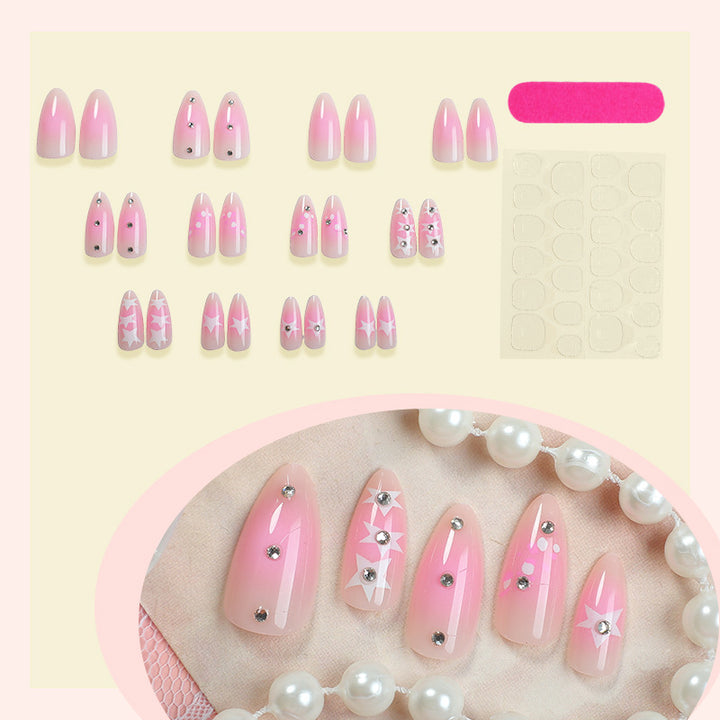 Dekoratives Press-On Nagelkunst-Set mit Stern- und Glitzerakzenten Karnz