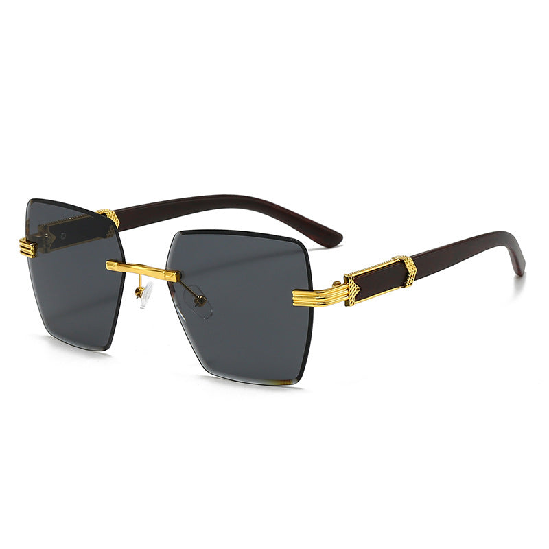 Damen extravagante quadratische Sonnenbrille mit goldenen Akzenten Karnz