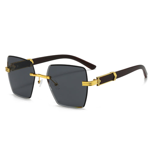 Damen extravagante quadratische Sonnenbrille mit goldenen Akzenten Karnz