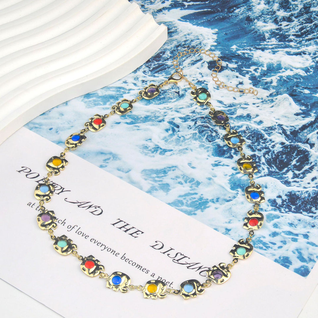 Bunte Eye Charm Statement Halskette Karnz