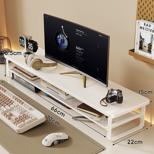 Verstellbarer Desktop-Monitorständer mit Mesh-Unterregal-Organizer