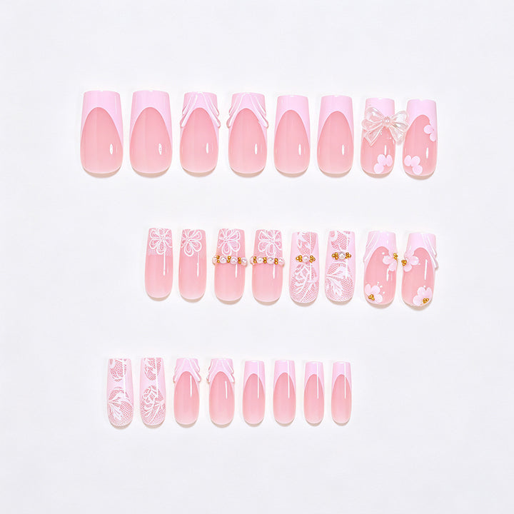 Elegante Floral Press-On Nail Art Tipps Karnz