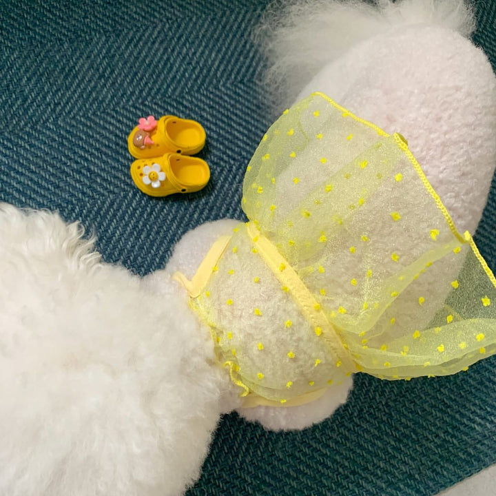 Kleines Hund Tüll Punkt Tutu Kleid mit Geschirrzugang & Verstellbaren Rückenriemen