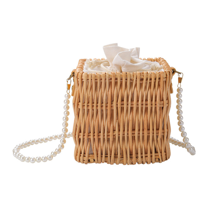 Damen Elegante Korbtasche mit Perlenakzenten Karnz