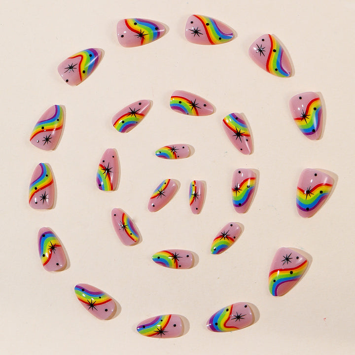 Bunte Regenbogen-Themen Nagelkunst Karnz