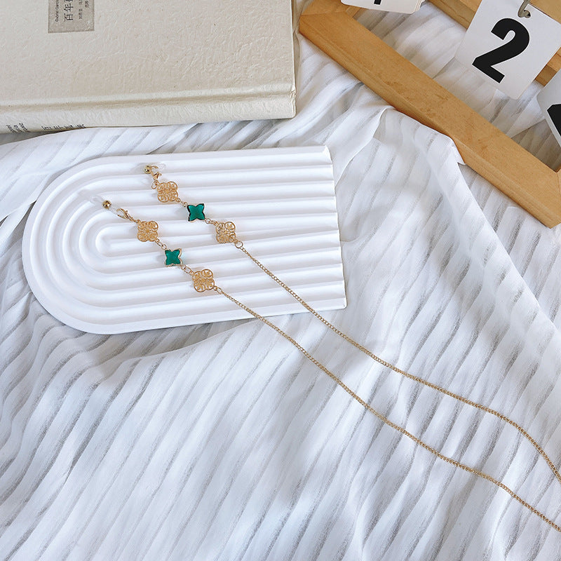 Elegante Halskette mit Funkelnden Grünen Steinen Karnz