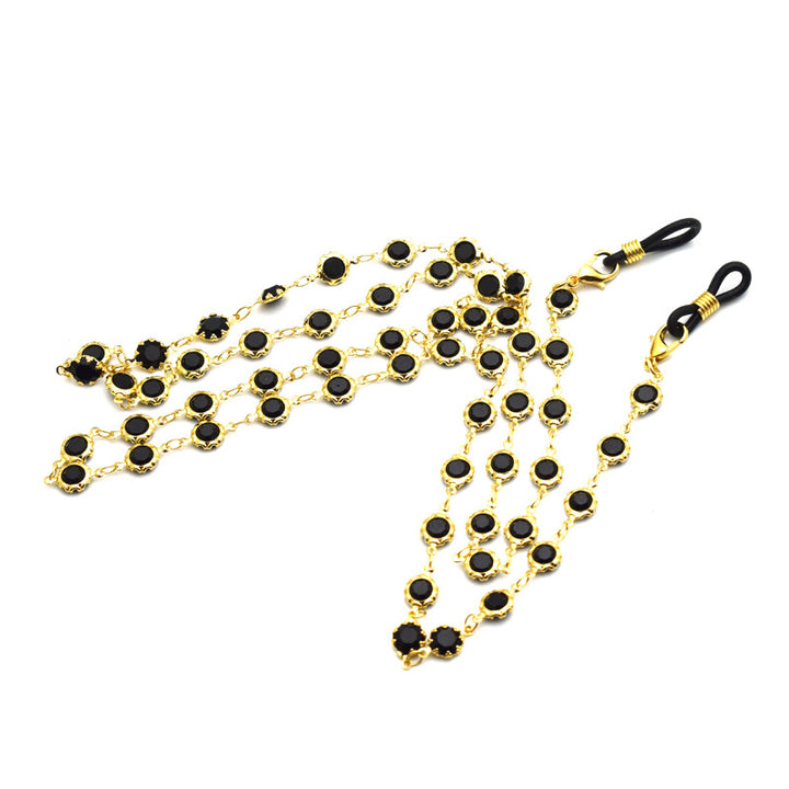 Elegante schwarze Edelstein Brillenketten Karnz