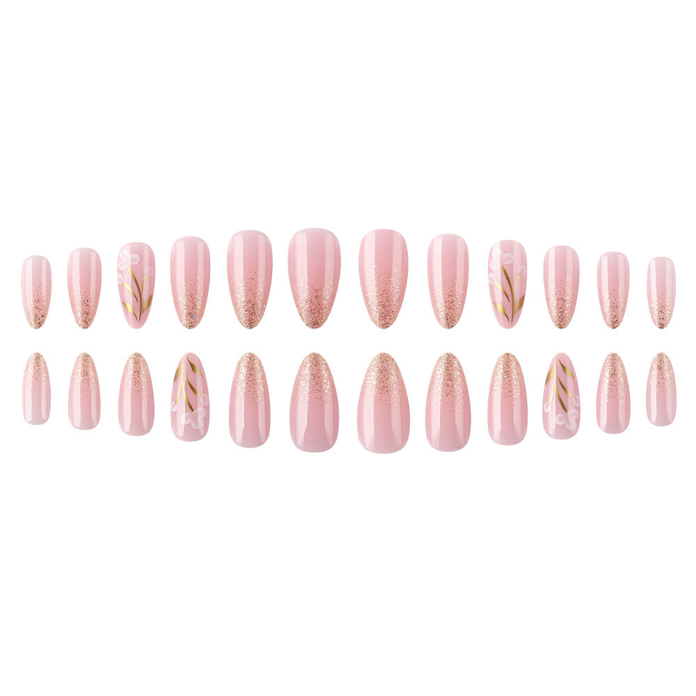 Künstlerisches Florales Press-On Nagelset Karnz