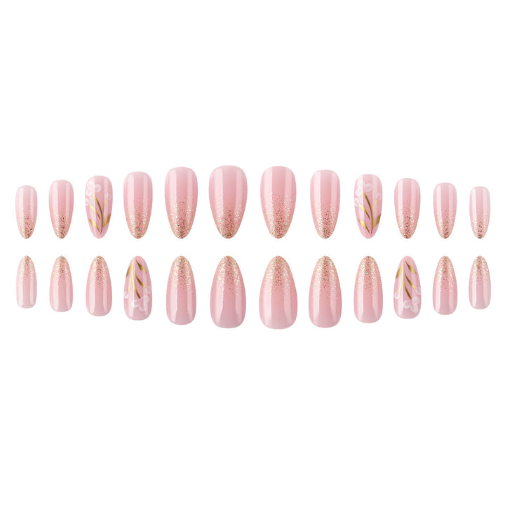 Künstlerisches Florales Press-On Nagelset Karnz