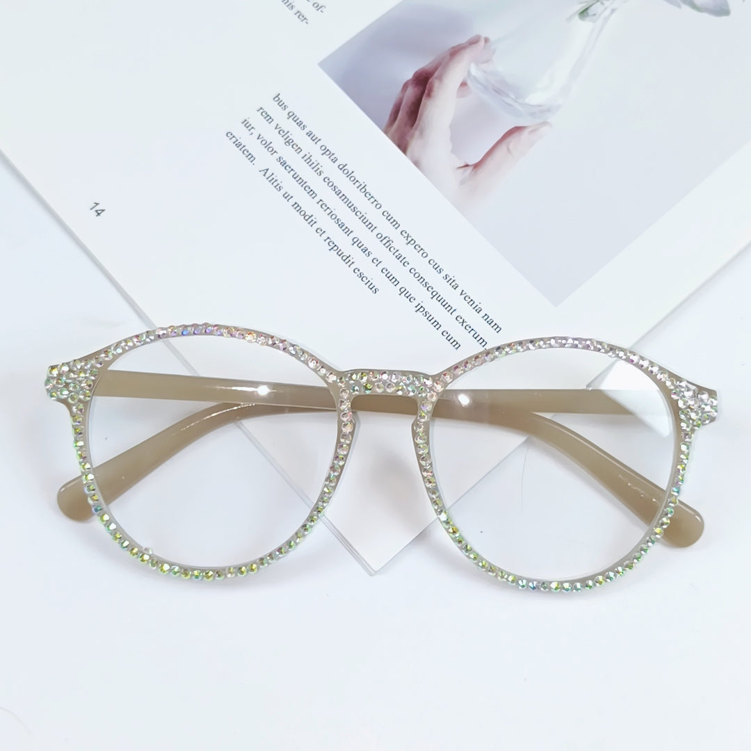 Damen Stylische Katzenaugen-Brille mit funkelndem Strassbesatz Karnz