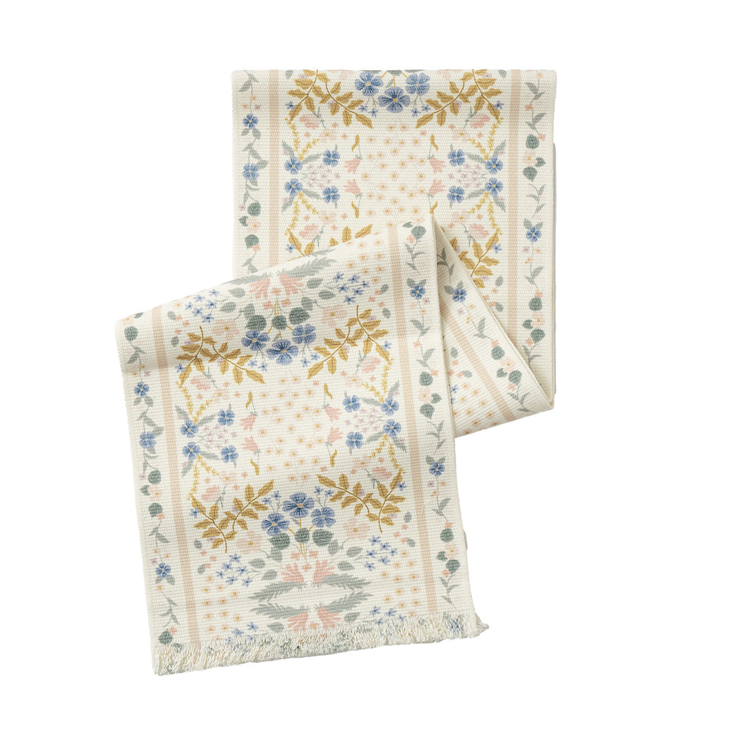 Gewebter Läufer mit vintage‑orientalischem Blumenmuster und Fransen