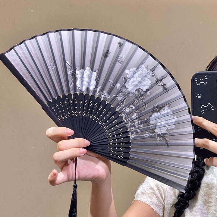 Handgefertigter Fächer mit Elegantem Blütenmuster Karnz