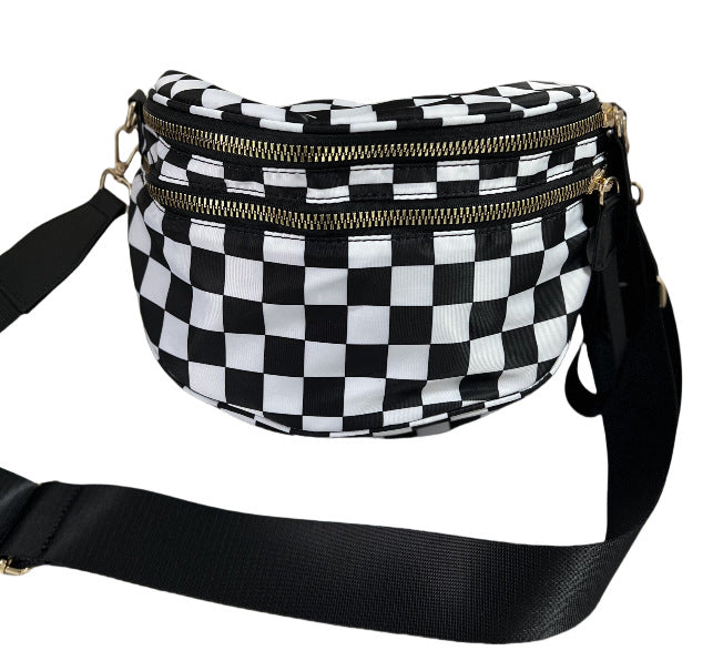 Damen Modulare Schultertasche mit robustem Doppelreißverschluss und verstellbarem Trageriemen Karnz