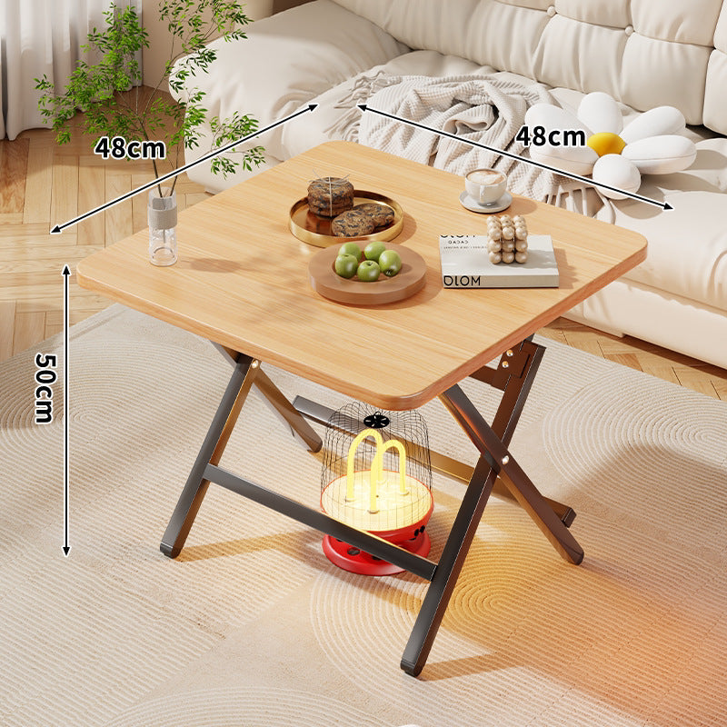 Faltbarer quadratischer Kaffee- und Beistelltisch mit Marmor-Effekt-Top und zusammenklappbarem X-Beinrahmen