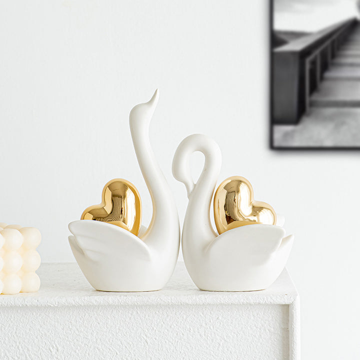 Elegante und romantische Schwäne Dekorationsfigur Karnz