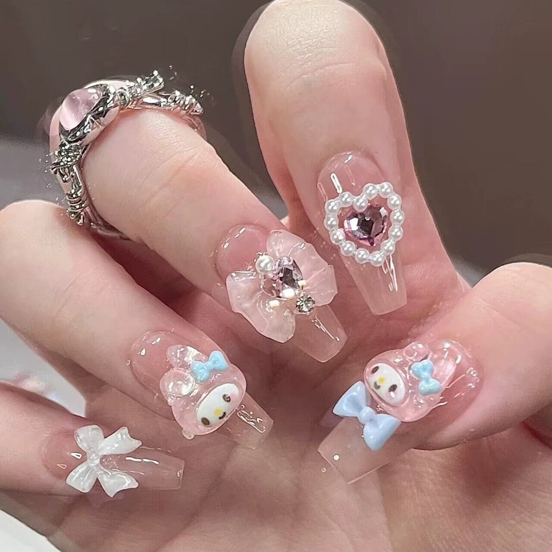 Glänzende französische Spitzen-Press-On-Nägel Karnz