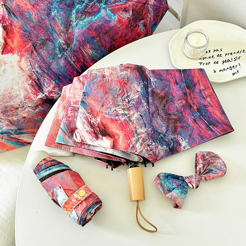 Damen Faltbarer Regenschirm mit kreativem Kunstdesign Karnz