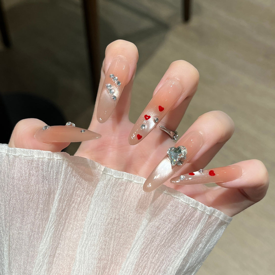 Glamouröse kristallverzierte Drucknägel Karnz
