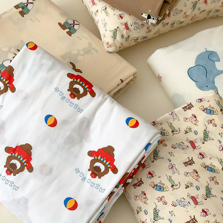 Baby- und Kinderbettwäsche-Set aus weichem Baumwoll-Perkal mit fröhlichem Elefantenmotiv