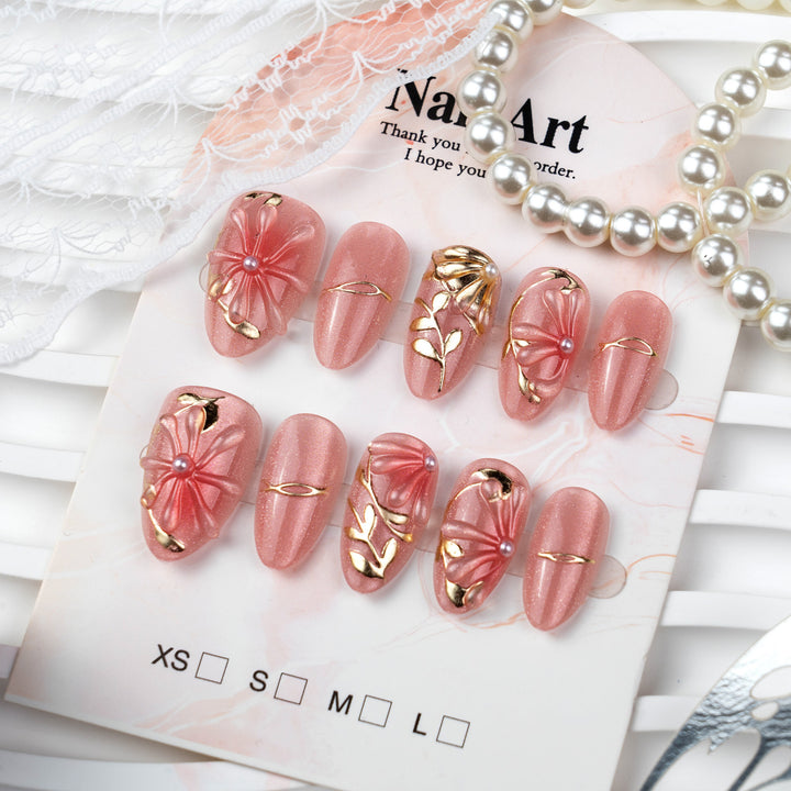 Elegantes florales Design Press-On-Nagelset Karnz