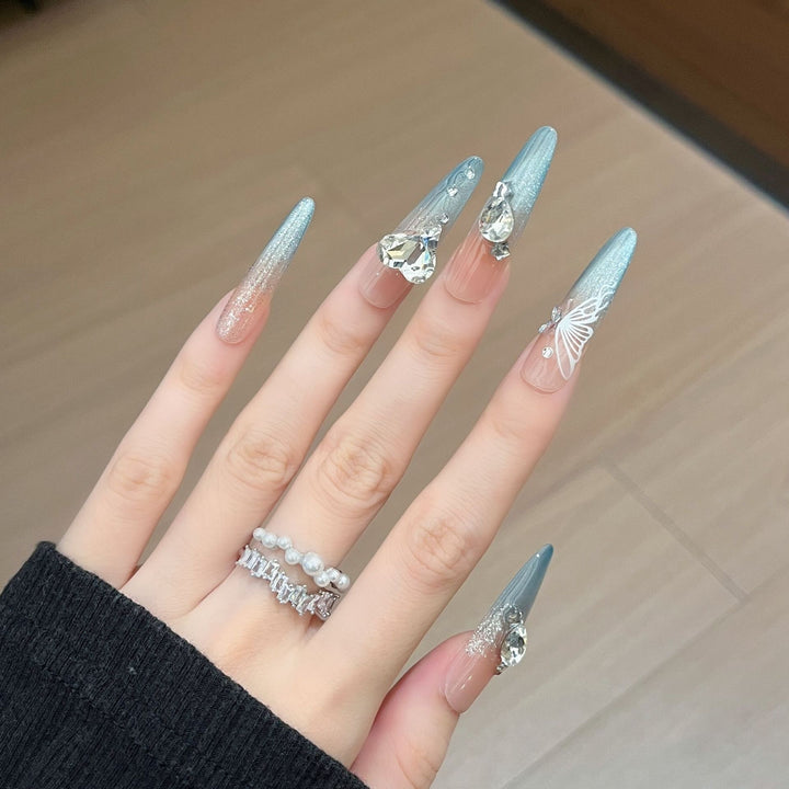 Künstlerische Kristall-verzierte Press-On Nagelkunst Karnz