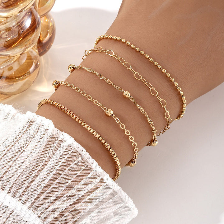 Silber Herz Charm Armband Set Karnz