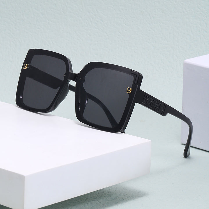 Damen modische quadratische Sonnenbrille mit strukturierter Bügelgestaltung Karnz