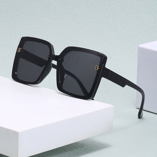 Damen modische quadratische Sonnenbrille mit strukturierter Bügelgestaltung Karnz