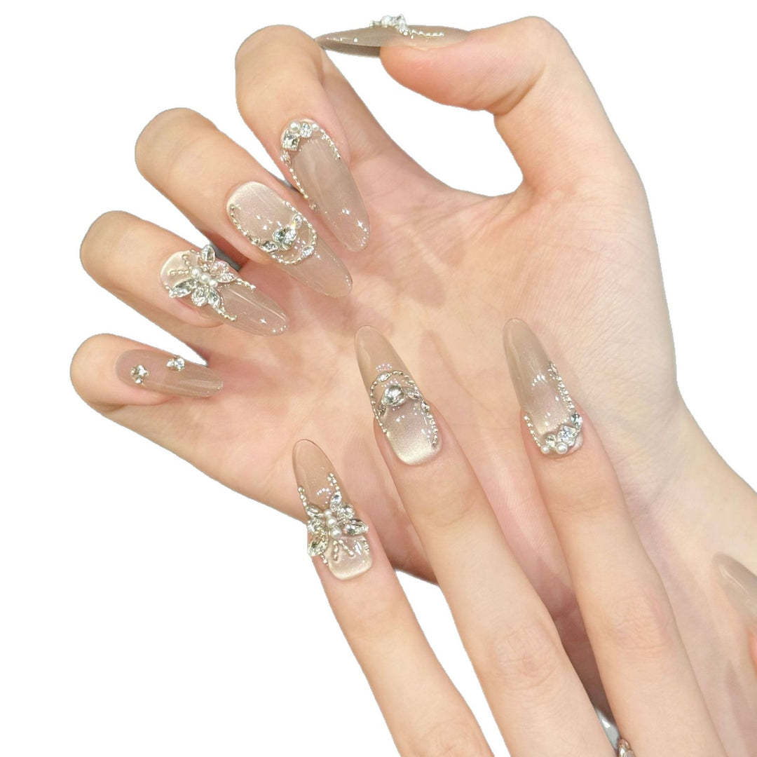 Glamouröse Press-On Nagelkunst Set mit Strassverzierungen