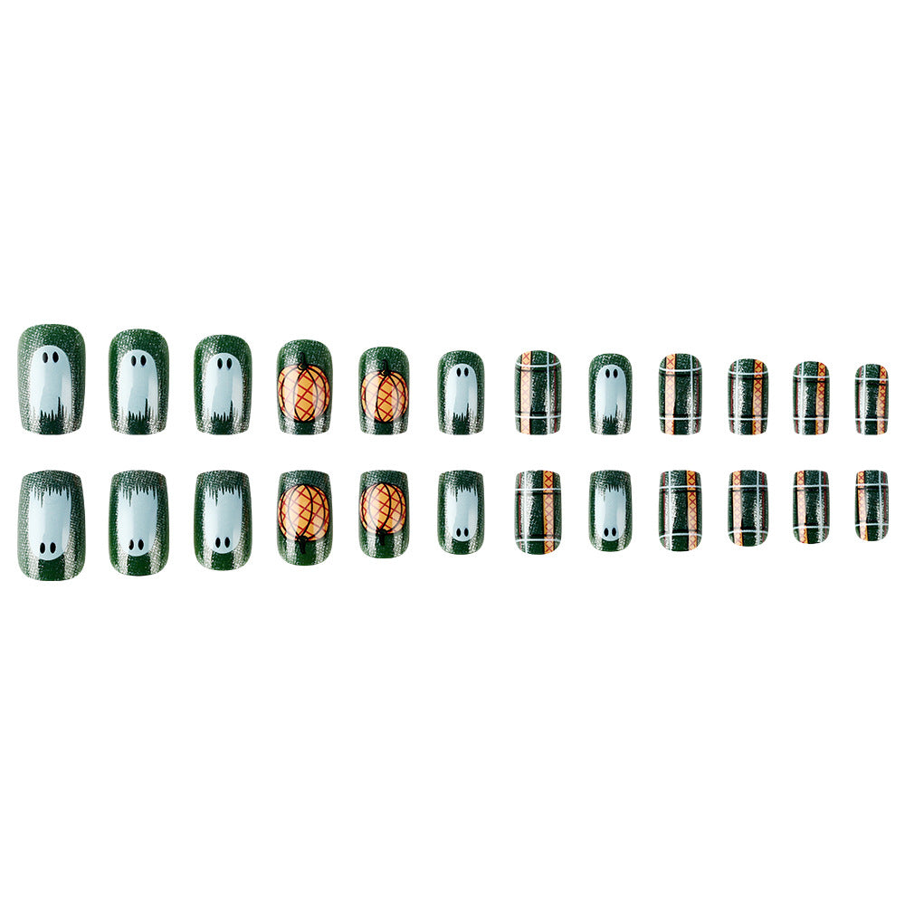 Pumpkin-Themen Press-On Nagelkunst Set Karnz