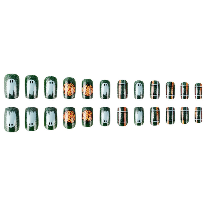 Pumpkin-Themen Press-On Nagelkunst Set Karnz