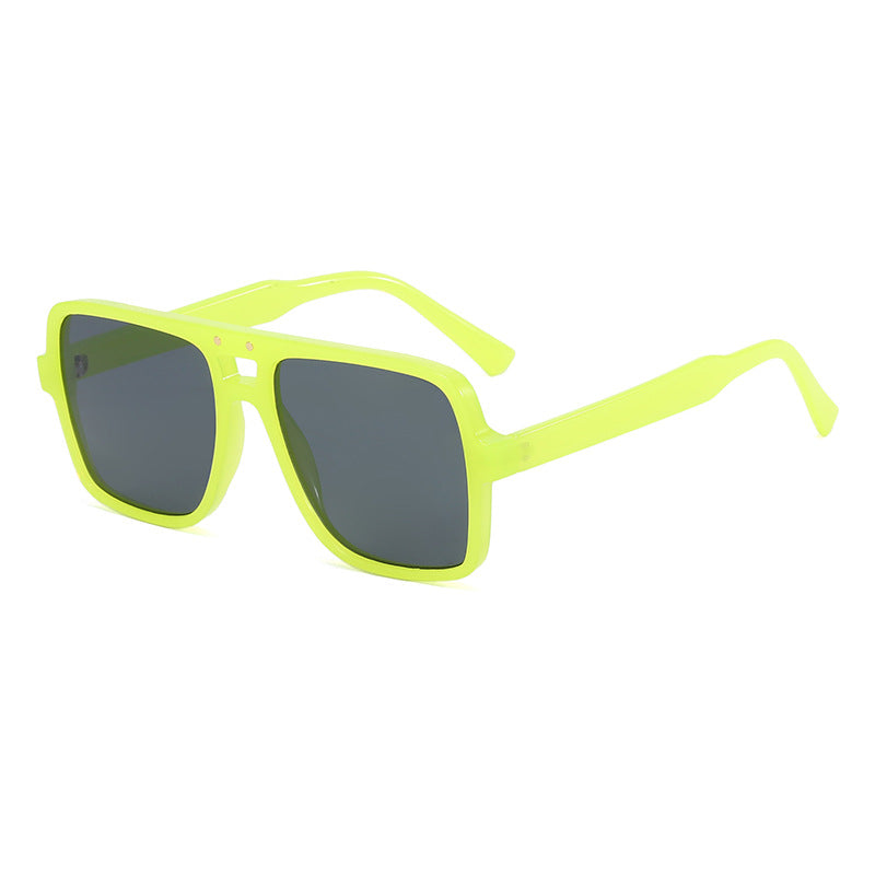 Damen quadratische oversized Sonnenbrille mit modischem transparentem Rahmen Karnz