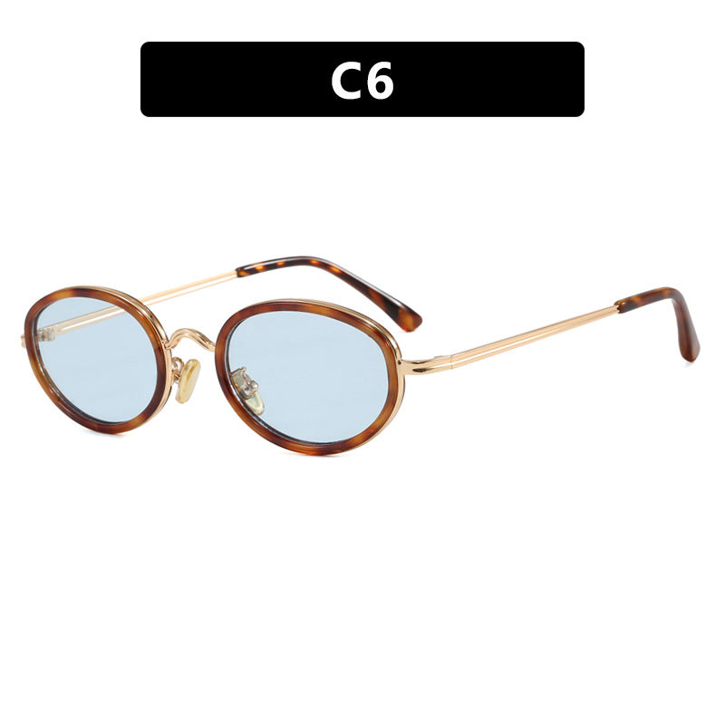 Damen elegante runde Sonnenbrille mit modischem Metallrahmen Karnz