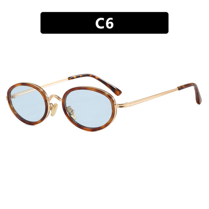 Damen elegante runde Sonnenbrille mit modischem Metallrahmen Karnz