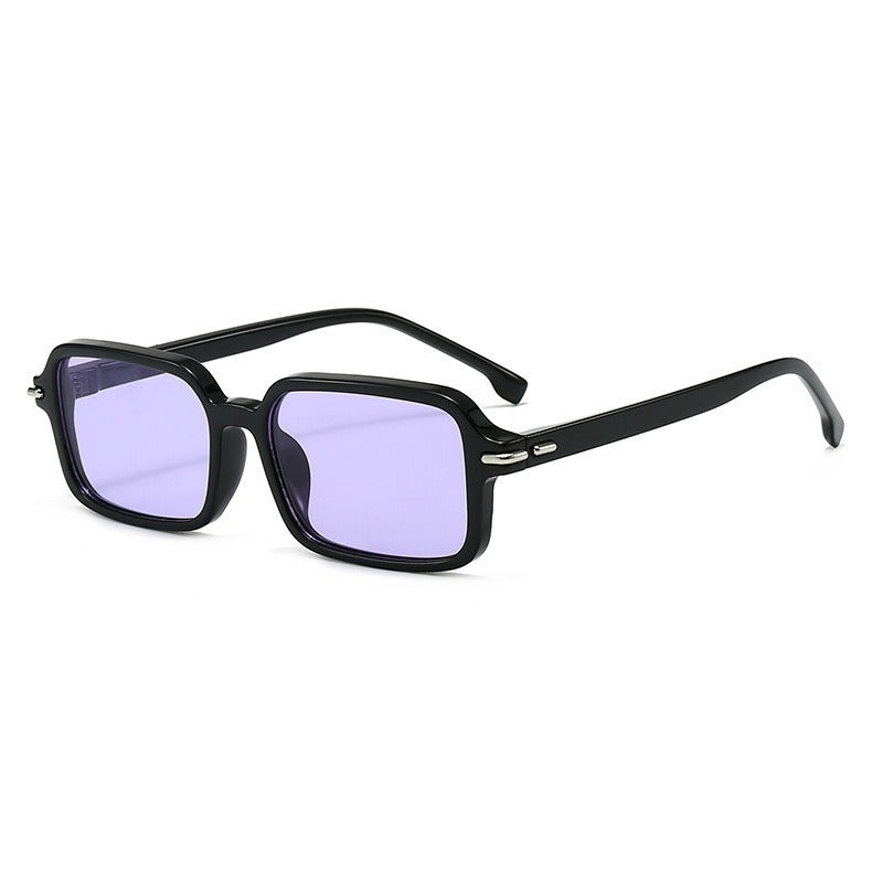 Damen modische quadratische Sonnenbrille mit stilvollem Kunststoffrahmen und blauen Gläsern Karnz