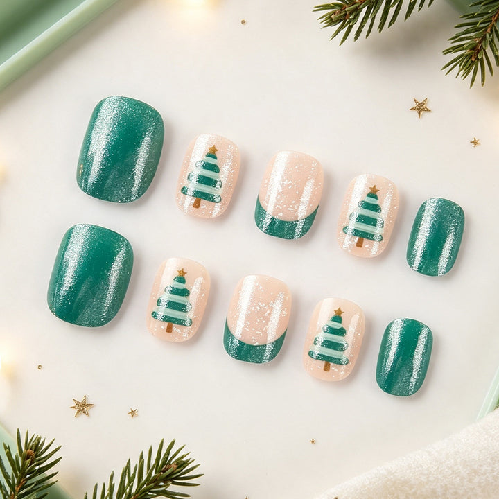 Festliche Glitzernde Press-On Nagelkunst Set Karnz