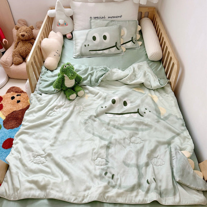 Wendbares Kinder-Bettwäscheset aus weicher Mikrofaser mit großem Teddybär‑Print und gesteppter Decke