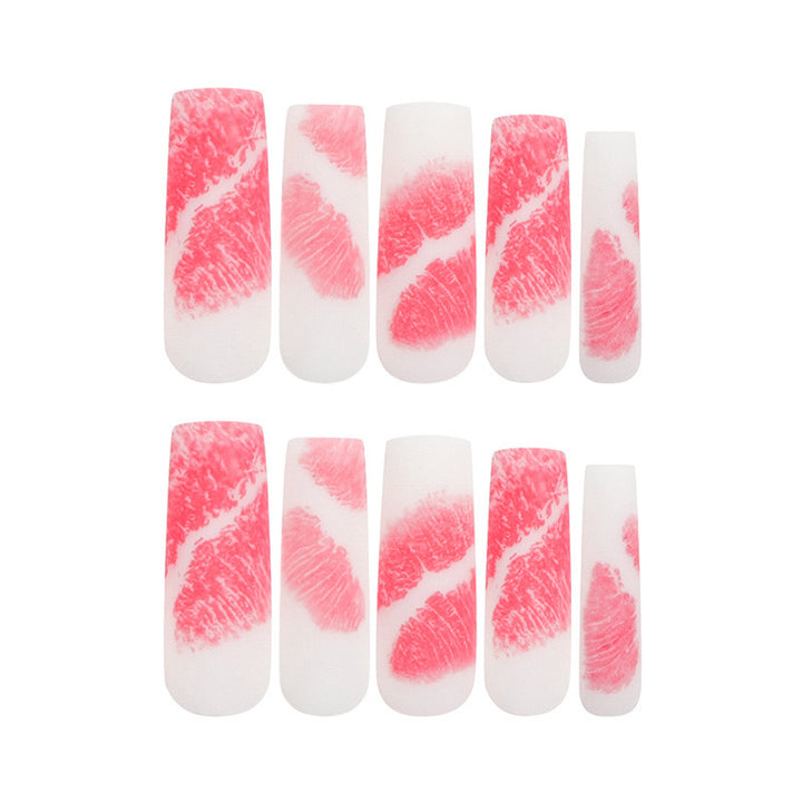 Kunstnagelset mit romantischem Lippen-Motiv Karnz