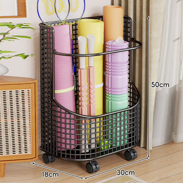 Vertikaler Mesh-Sportequipment- und Yogamatten-Organizer-Korb